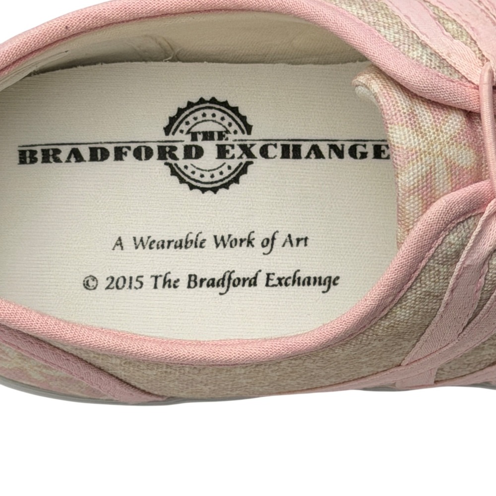 NEW Bradford Exchange Womens US 6.5 UK 5 Shoes Pink Floral Print Ribbon Retro - Picture 3 of 11